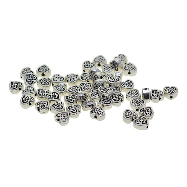 50 Heart Spacer Beads 6mm Celtic Knot Design Tibetan Antique Silver
